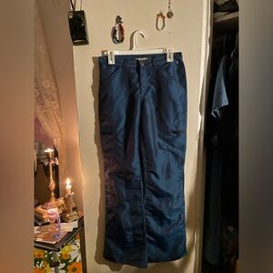 vintage 90s blue iridescent ‘hackers’ style nylon cargo bootcut pants size 7